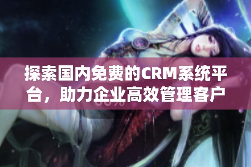探索国内免费的CRM系统平台，助力企业高效管理客户关系