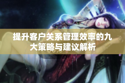 提升客户关系管理效率的九大策略与建议解析